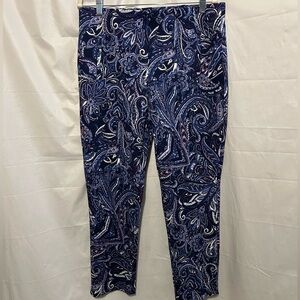 Chico’s purple paisley stretch knit Ponte slim ankle pants 1.5